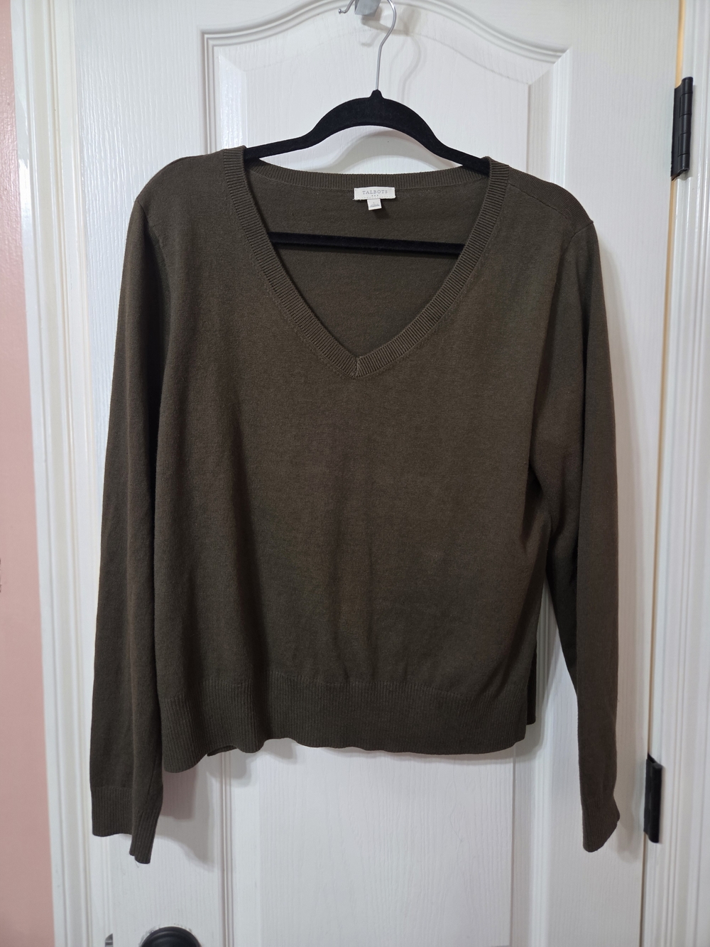 Talbots Olive Green V-Neck Sweater